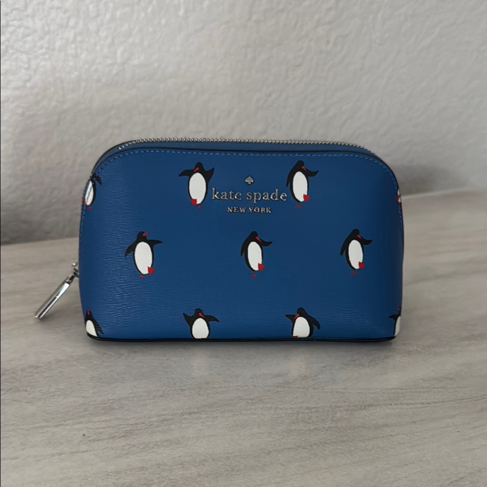 Kate Spade discontinued Blue Penguin Arctic Cosmetics Bag